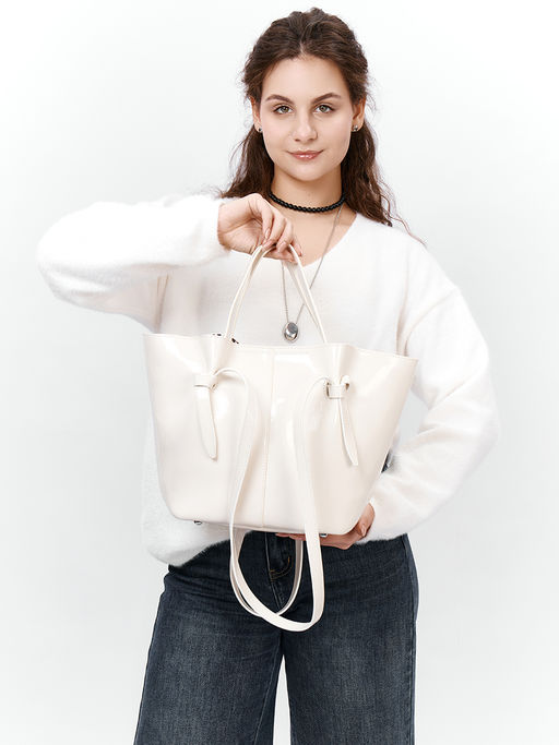 LACCOMA сумка Y2077-2-молочный натуральная кожа полиэстер