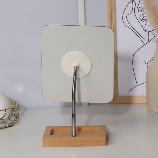 Зеркало с подставкой для хранения BAMBOO, на гибкой ножке, зеркальная поверхность 16,5 19,5 см, цвет коричневый/серебристый - Queen fair фото 3