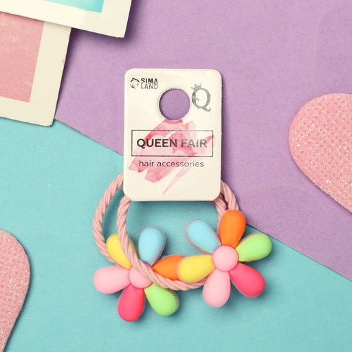 Цена за 6 шт. Резинка для волос Крошка (набор 2 шт) семицветик,3 см,разноцвет - Queen fair фото 2