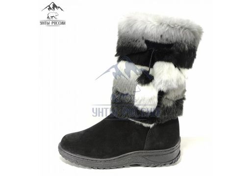 Сапоги унты Шиншилла,натуральная замша, натуральная овчина, литая подошва