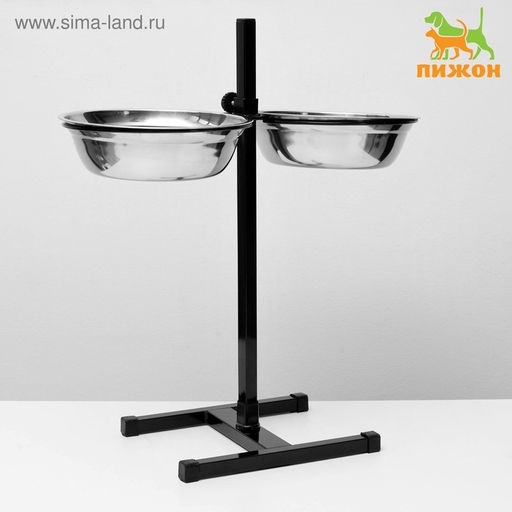 Подставка с мисками, 22.5 л, высота 60 см, разборная, чёрная - Пижон фото 2
