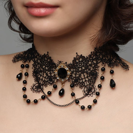 Чокер Александрия ажурное переплетение, цвет чёрно-белый в золоте, 30см