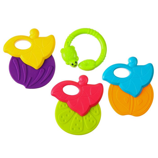 Прорезыватель - погремушка Фрукты на кольце, с эластичными деталями, Крошка Я фото 2