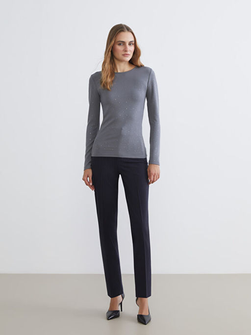 Bisiklet Yaka Ta?l? Kad?n Ti??rt