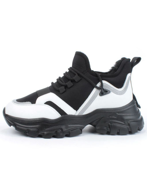 05-P96-1Z BLACK Кроссовки женские зимние (натуральная кожа, шерсть) - Фабричный китай фото 11