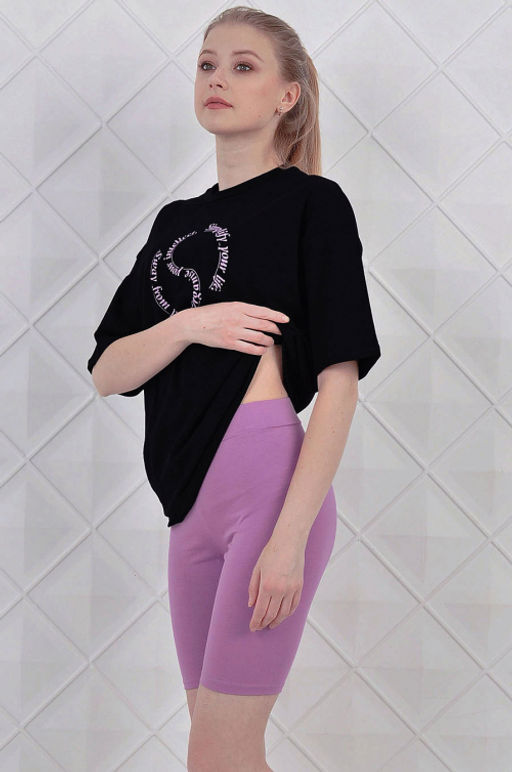 Арт. 5729/2 Костюм с велосипедками 42-50 (5 шт) Цвет:верх-черный, низ-помада