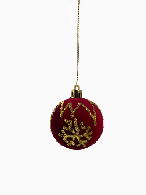 Ёлочные шары «Бархат. Время праздника», d=6 см, 12 шт., завитки снежинки, красный