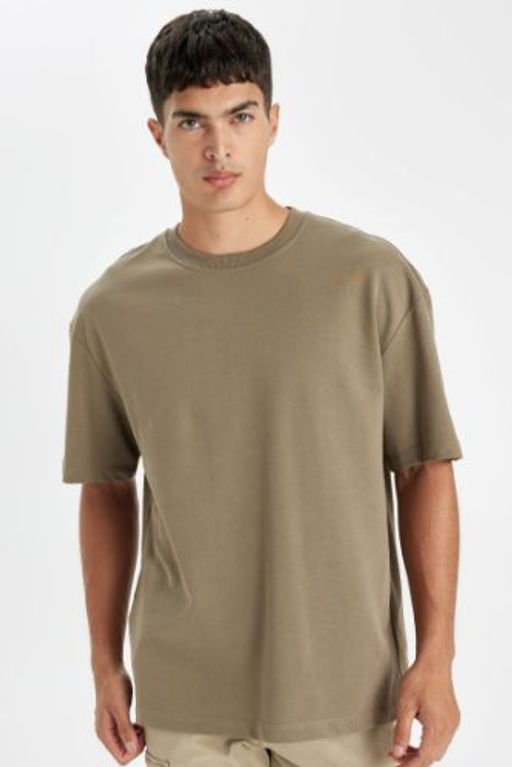 Relax Fit Bisiklet Yaka Pamuklu K?sa Kollu Basic Duz Tisort