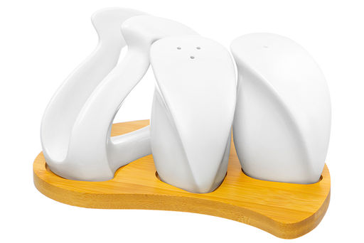 Набор для специй Elan Gallery Кристалл фарфор 3 предмета на подставке 19×14,5×10 см  фото 6