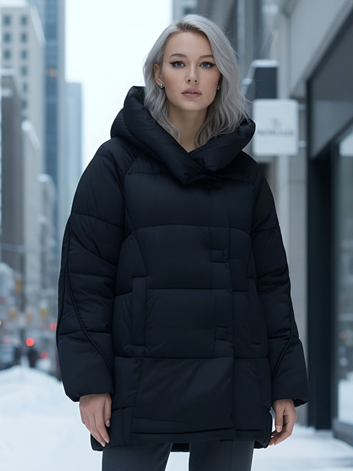 Куртка зимняя женская с капюшоном модная черного цвета 7651Ch - Visdeer фото 18