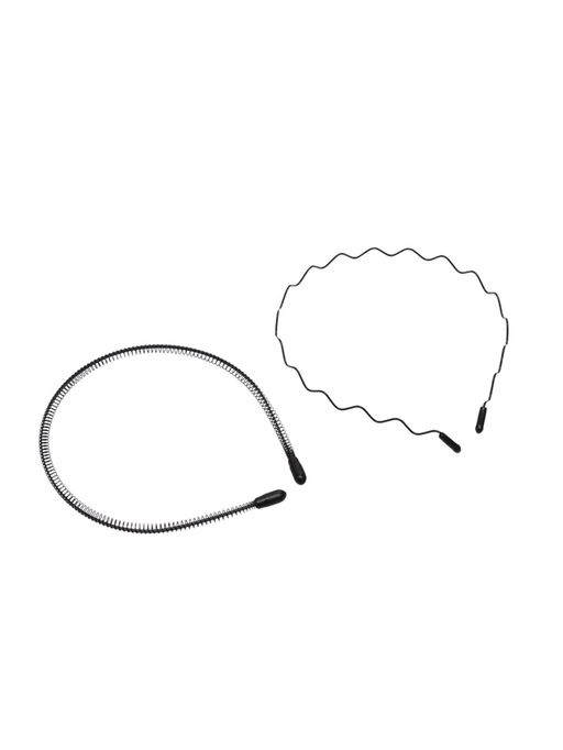 Цена за 3 шт. Ободок для волос "Амелия" (набор 2 шт) волна, чёрный