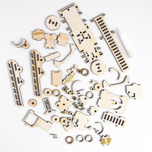 Конструктор деревянный 3д модель «Пожарная машина», 61 деталь