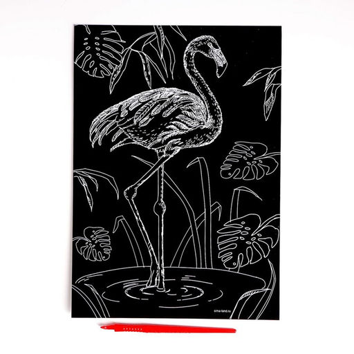 Гравюра Фламинго с металлическим эффектом золото А4 - Школа талантов фото 2