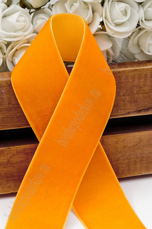 Лента бархатная 3,8 см*10 ярд (SF-5814), оранжевый №35