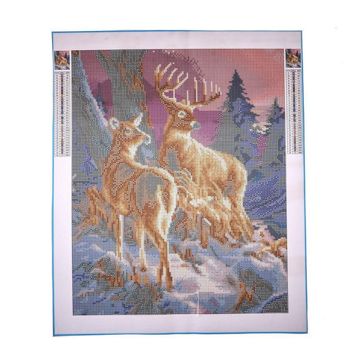 Алмазная мозаика на новый год с полным заполнением на холсте «Олени», 40×50 см, набор для творчества