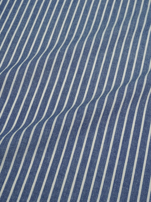 Вареный (стираный) хлопок "Белая полоска (2мм) на темно-синем меланже", ш.2.5м, хл-100%, 125гр/м.кв