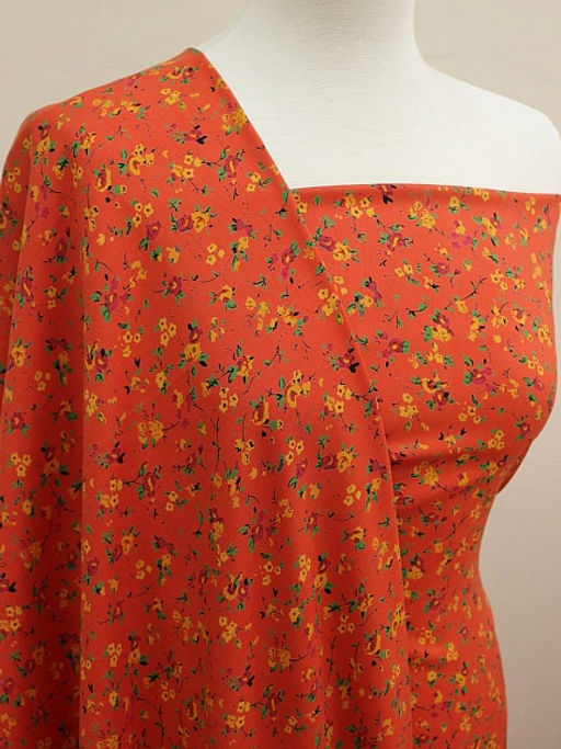 Штапель Премиум Цветочная грация цв.оранжево-красный, ш.1.45м, вискоза-100%, 120гр/м.кв - Купава фото 10