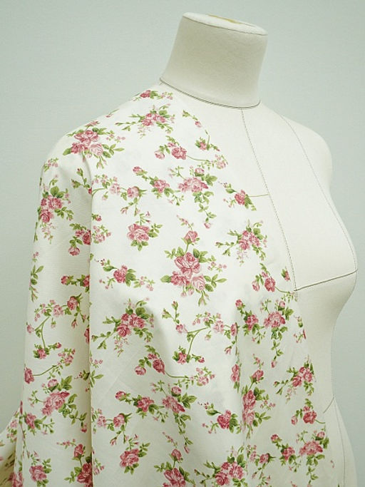 Сатин Кружевные розочки цв.шампань, ш.1.6м, хлопок-100%, 110гр/м.кв - Купава фото 3