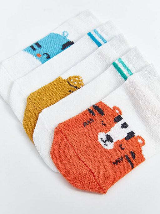 Bask?l? Erkek Bebek Patik ?orap 5li - Waikiki фото 3