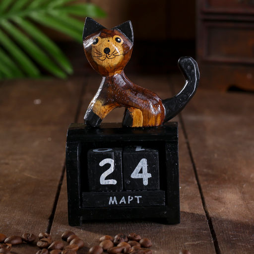 Вечный календарь настольный Котик, 4712 см, дерево - Simaland фото 2