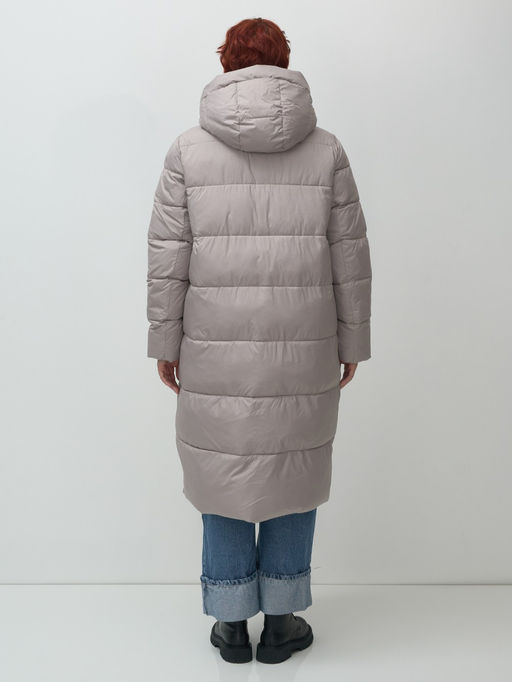 Пальто зимнее утепленное с капюшоном женское серого цвета 7623Sr - Visdeer фото 5