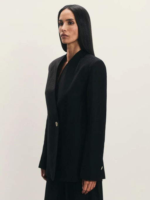 Жакет из лиоцелла и льна с декоративной пуговицей / Zarina  фото 5