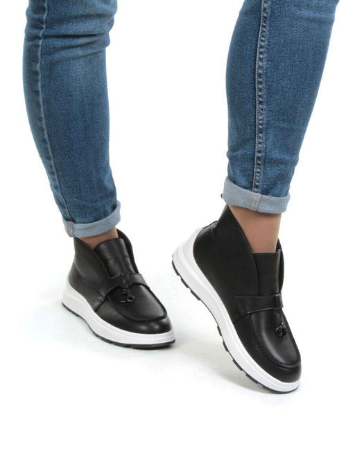 01-5281-1BLACK Ботинки демисезонные женские (натуральная кожа, байка) - No name фото 4