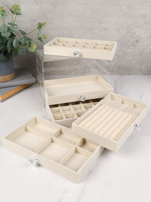 Шкатулка акриловая 5 слоев бежевая 23,5х13,5х16,5 см / XY2844-5 /уп 24/ - Галеонтрейд фото 4