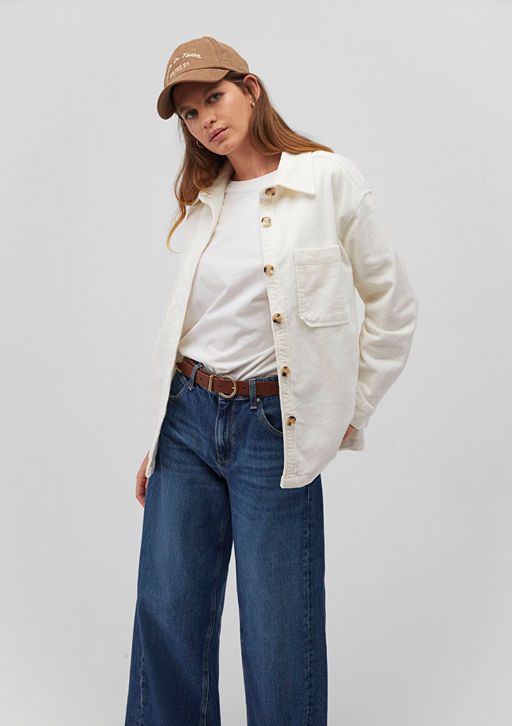 Beyaz Kadife Gomlek - Mavi фото 2