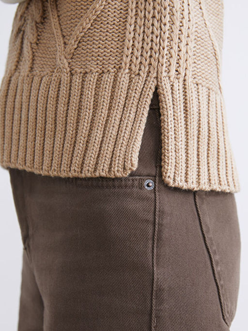 Dik Yaka Kendinden Desenli Kad?n Triko S?veter