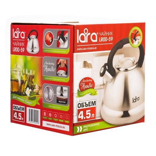 Чайник LARA 4,5 л, матовая полировка, автоподъем крышки, капсулир.индукционное дно (LR00-59)  фото 5