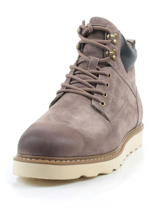 05-H50119M-3 GRAY/BROWN Ботинки зимние мужские (натуральная кожа, натуральный мех)