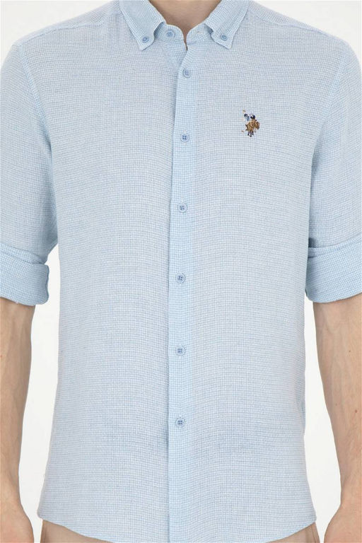 Мужская голубая рубашка с длинным рукавом - U.s. polo assn фото 6