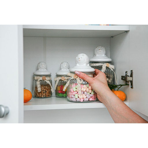 Банка для сыпучих Доляна «Ёжик в золотом», 600 мл, с керамической крышкой, стекло, прозрачная