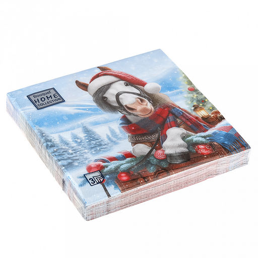 Салфетки бумажные "Bouquet Home Collection Classic" 33х33см, 3-х слойные, 20 штук в упаковке, 100% целлюлоза, "Красавица лошадка" (Россия)