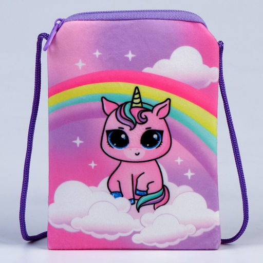 Сумка детская плюшевая «Единорожка» плоская