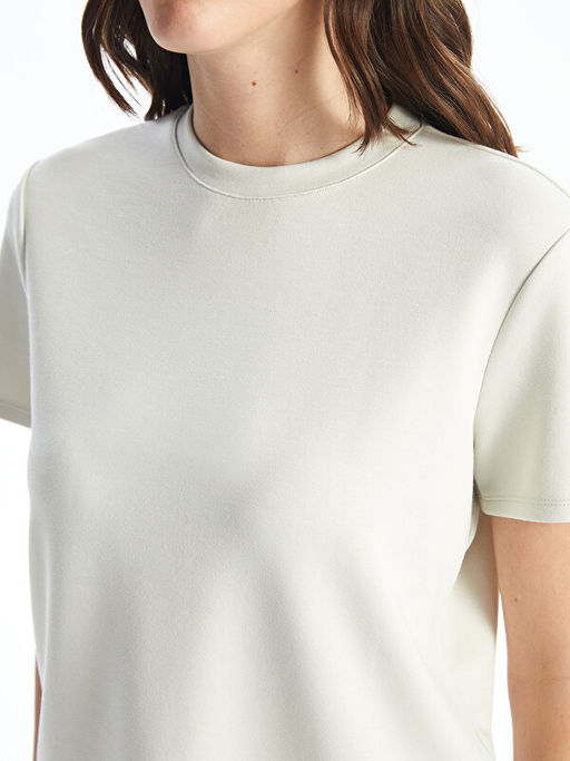 Bisiklet Yaka D?z K?sa Kollu Kad?n Ti??rt