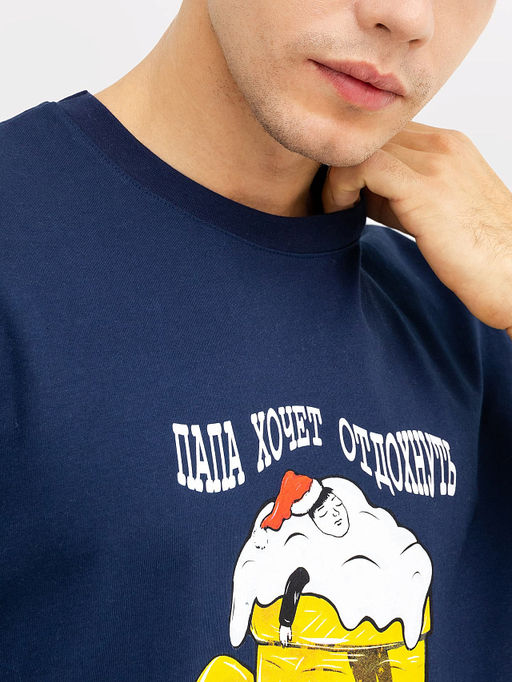 Футболка мужская синяя с принтом - Mark formelle фото 5