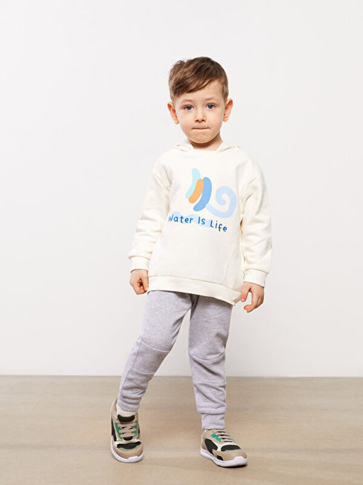 Kap??onlu Uzun Kollu Bask?l? Erkek Bebek Sweatshirt - Waikiki фото 2