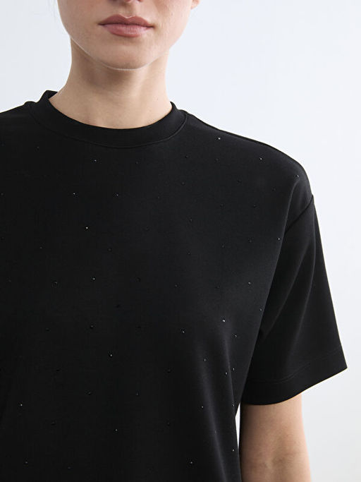 Bisiklet Yaka Ta?l? Kad?n Ti??rt