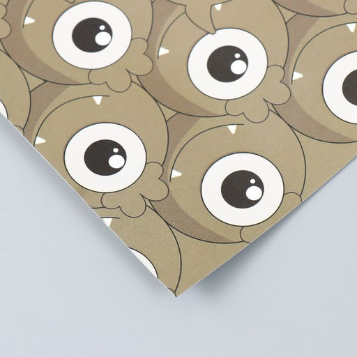 Цена за 5 шт. Бумага для скрапбукинга двусторонняя «Монстрики и листья», плотность 180 г, 30.5×32 см