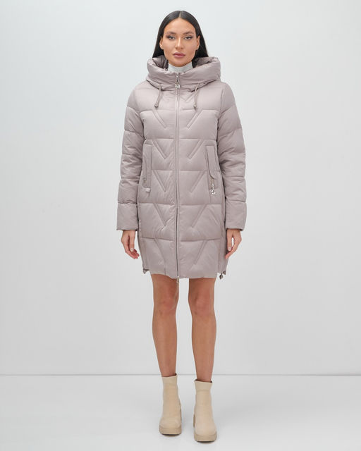 Куртка зимняя женская классическая с капюшоном светло-коричневого цвета 7671SK - Visdeer фото 6