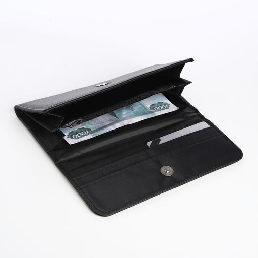 Кошелёк женский на магните, 19.5×1.5×9.5 см, чёрный