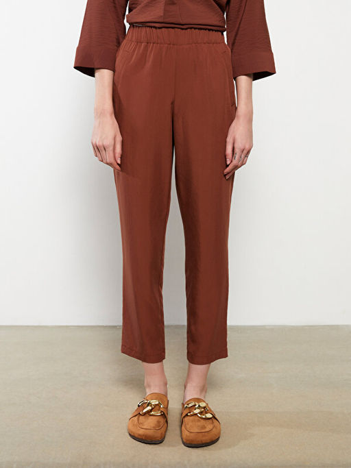 Kad?n Beli Lastikli Rahat Kal?p D?z Pantolon