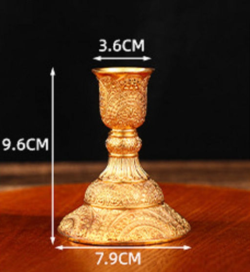 Подсвечник 2 штуки набор золото резное 9 см / 300G /уп 48/