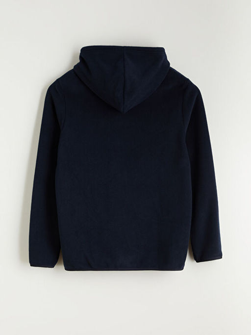 Kap??onlu Uzun Kollu Polar Erkek Fermuarl? Sweatshirt
