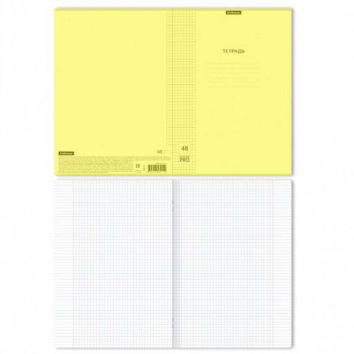 Цена за 6 шт. Тетрадь общая ученическая с пластиковой обложкой на скобе ErichKrause Классика CoverPrо fizzy, Neon, желтый, А4, 48 листов, клетка  фото 8