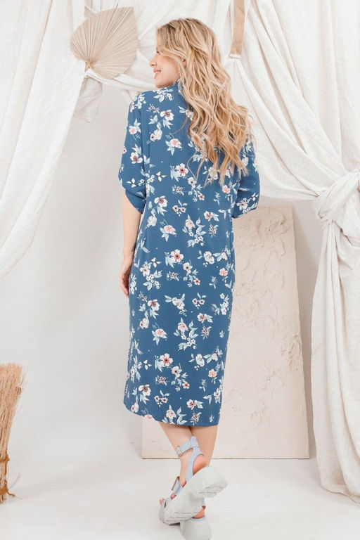Платье AMORI 9642 синие цветы  фото 2