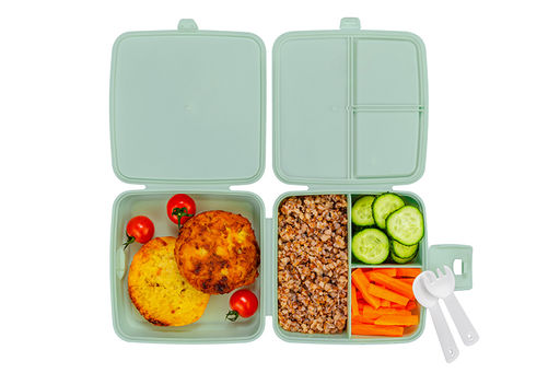 Ланч-бокс 1,2 л 15*15*9 см Бенто Сова в перьях + вилка и ложка, фисташковый (модель 487) - Elan gallery фото 9