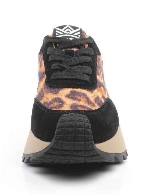 04-PDH362-1 BLACK/LEOPARD Кроссовки демисезонные женские (натуральная замша, натуральная кожа)